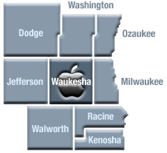 Southeeast Wisconsin nine county area map